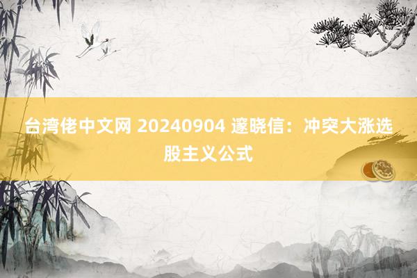 台湾佬中文网 20240904 邃晓信：冲突大涨选股主义公式