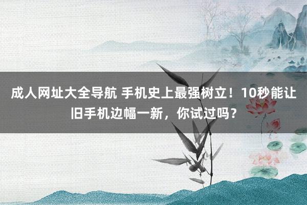成人网址大全导航 手机史上最强树立！10秒能让旧手机边幅一新，你试过吗？